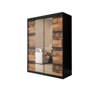 Tilburg I Sliding Door Wardrobe 150cm in Dark Oak - shown in a bedroom setting, 150cm wide
