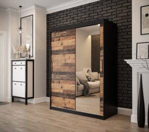 Tilburg II Sliding Door Wardrobe 150cm in Dark Oak - front view with the doors closed