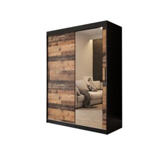 Tilburg II Sliding Door Wardrobe 150cm in Dark Oak - shown in a bedroom setting, 150cm wide