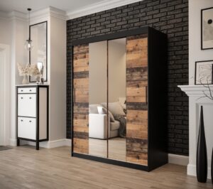 Tilburg I Sliding Door Wardrobe 150cm in Dark Oak - front view with the doors closed