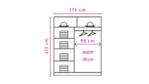 Effect 2 Sliding Door Wardrobe 175cm - front view with the doors closed
