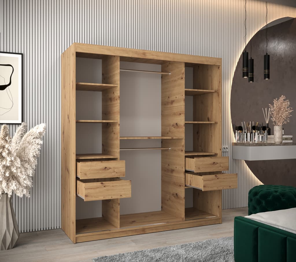 Boliwia Sliding Door Wardrobe 180cm - close detail of the door finish and handle