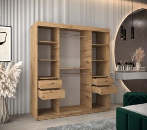 Tokyo I Sliding Door Wardrobe 180cm - close detail of the door finish and handle