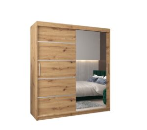 Verona 02 Sliding Door Wardrobe 180cm - side profile showing the depth