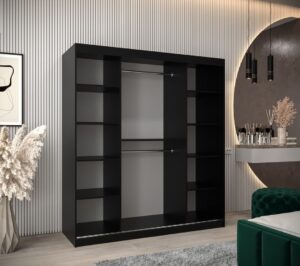 Verona 01 Sliding Door Wardrobe 180cm - interior layout with the doors open