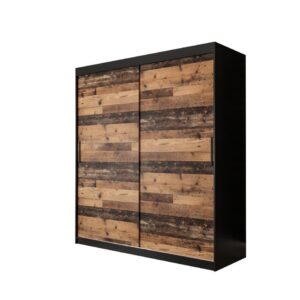 Tilburg Sliding Door Wardrobe 180cm in Dark Oak - shown in a bedroom setting, 180cm wide