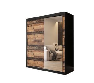 Tilburg II Sliding Door Wardrobe 180cm in Dark Oak - shown in a bedroom setting, 180cm wide