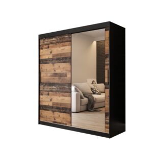 Tilburg II Sliding Door Wardrobe 180cm in Dark Oak - shown in a bedroom setting, 180cm wide