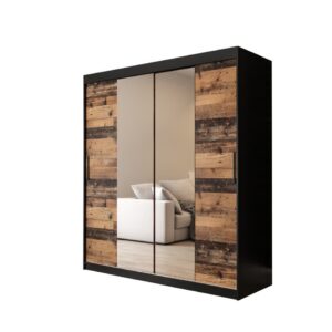 Tilburg I Sliding Door Wardrobe 180cm in Dark Oak - shown in a bedroom setting, 180cm wide