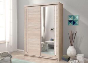 Effect 2 Sliding Door Wardrobe 175cm - interior layout with the doors open