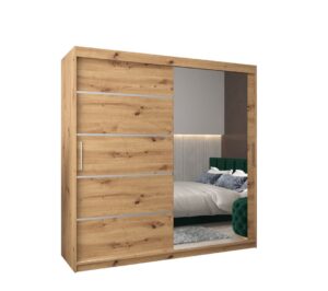 Verona 02 Sliding Door Wardrobe 200cm - side profile showing the depth