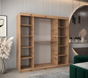 Boliwia Sliding Door Wardrobe 200cm - interior layout with the doors open