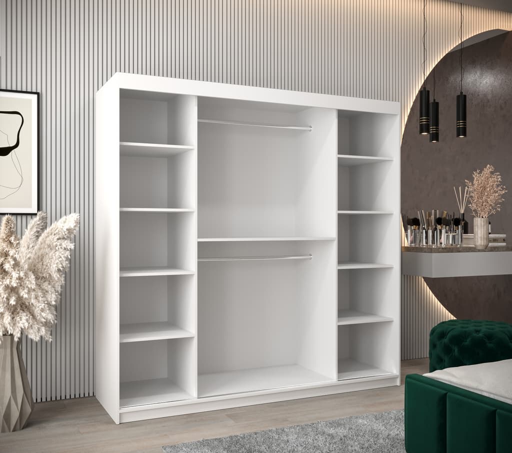 Elypse Sliding Door Wardrobe 200cm - interior layout with the doors open