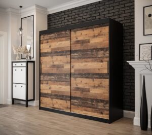 Tilburg Sliding Door Wardrobe 200cm in Dark Oak - front view with the doors closed