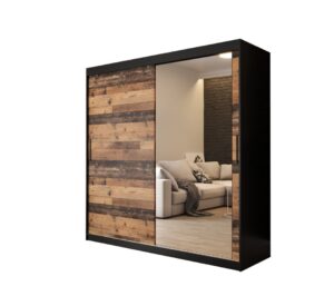 Tilburg II Sliding Door Wardrobe 200cm in Dark Oak - shown in a bedroom setting, 200cm wide