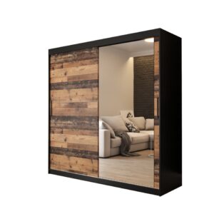 Tilburg II Sliding Door Wardrobe 200cm in Dark Oak - shown in a bedroom setting, 200cm wide