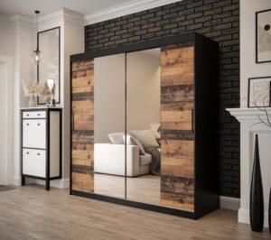 Tilburg I Sliding Door Wardrobe 200cm in Dark Oak - front view with the doors closed