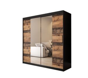 Tilburg I Sliding Door Wardrobe 200cm in Dark Oak - shown in a bedroom setting, 200cm wide
