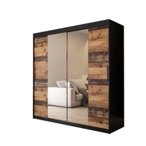 Tilburg I Sliding Door Wardrobe 200cm in Dark Oak - shown in a bedroom setting, 200cm wide