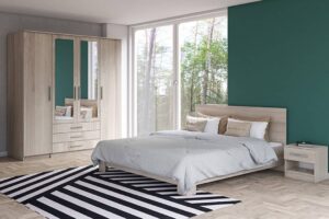 Alex Hinged Door Wardrobe 150cm in Oak Sonoma - close detail of the door finish and handle