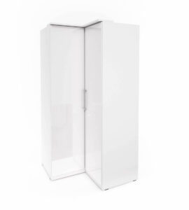 Optima 16 Corner Wardrobe in White - shown in a bedroom setting, 109cm wide