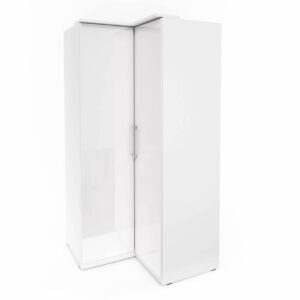 Optima 16 Corner Wardrobe in White - shown in a bedroom setting, 109cm wide