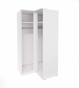 Optima 16 Corner Wardrobe in White - front view with the doors closed