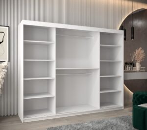 Tokyo Sliding Door Wardrobe 250cm - interior layout with the doors open