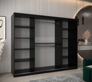 Tokyo II Sliding Door Wardrobe 250cm - interior layout with the doors open