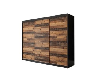 Tilburg Sliding Door Wardrobe 250cm in Dark Oak - shown in a bedroom setting, 250cm wide