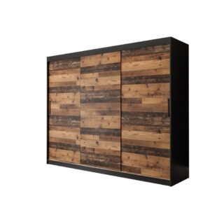 Tilburg Sliding Door Wardrobe 250cm in Dark Oak - shown in a bedroom setting, 250cm wide