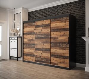 Tilburg Sliding Door Wardrobe 250cm in Dark Oak - front view with the doors closed