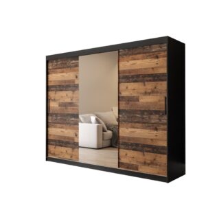 Tilburg I Sliding Door Wardrobe 250cm in Dark Oak - shown in a bedroom setting, 250cm wide