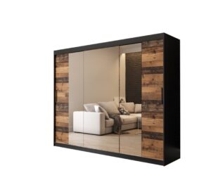 Tilburg II Sliding Door Wardrobe 250cm in Dark Oak - shown in a bedroom setting, 250cm wide
