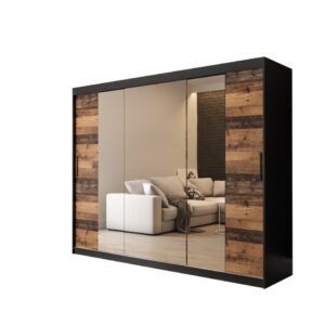 Tilburg II Sliding Door Wardrobe 250cm in Dark Oak - shown in a bedroom setting, 250cm wide