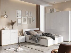Futura FU-11 4 Door Wardrobe in White Gloss - close detail of the door finish and handle