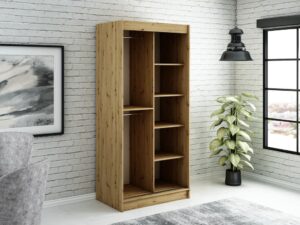 Leto T2 Sliding Door Wardrobe 100cm in Black - side profile showing the depth