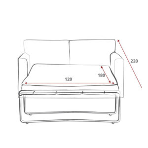 Kendal sofa bed open dimensions: 120cm sleeping width, 220cm extended length