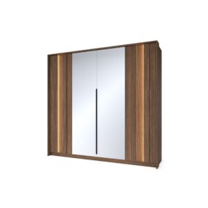Amaro Hinged Door Wardrobe 223cm in Oak Dunin - shown in a bedroom setting, 223cm wide