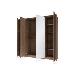 Amaro Hinged Door Wardrobe 223cm in Oak Dunin - interior layout with the doors open