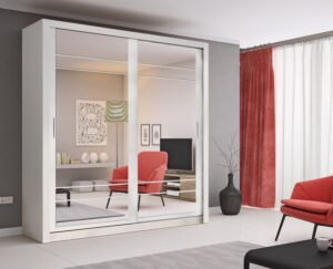 Arti AR-08 Sliding Door Wardrobe 203cm - shown in a bedroom setting, 203cm wide