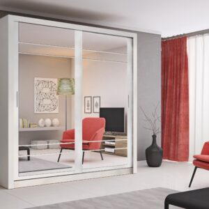 Arti AR-08 Sliding Door Wardrobe 203cm - shown in a bedroom setting, 203cm wide