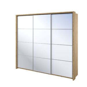 Arti 27 - 3 Sliding Door Wardrobe 240cm in Oak Shetland - front view with the doors closed