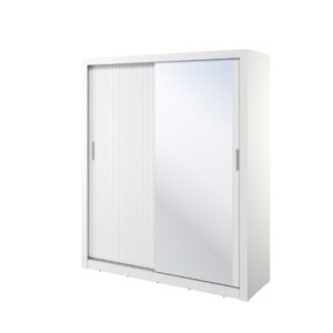 Arti 28 - 2 Sliding Door Wardrobe 180cm in White - front view with the doors closed
