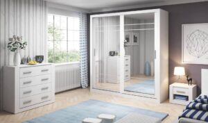 Arti AR-08 Sliding Door Wardrobe 203cm - interior layout with the doors open