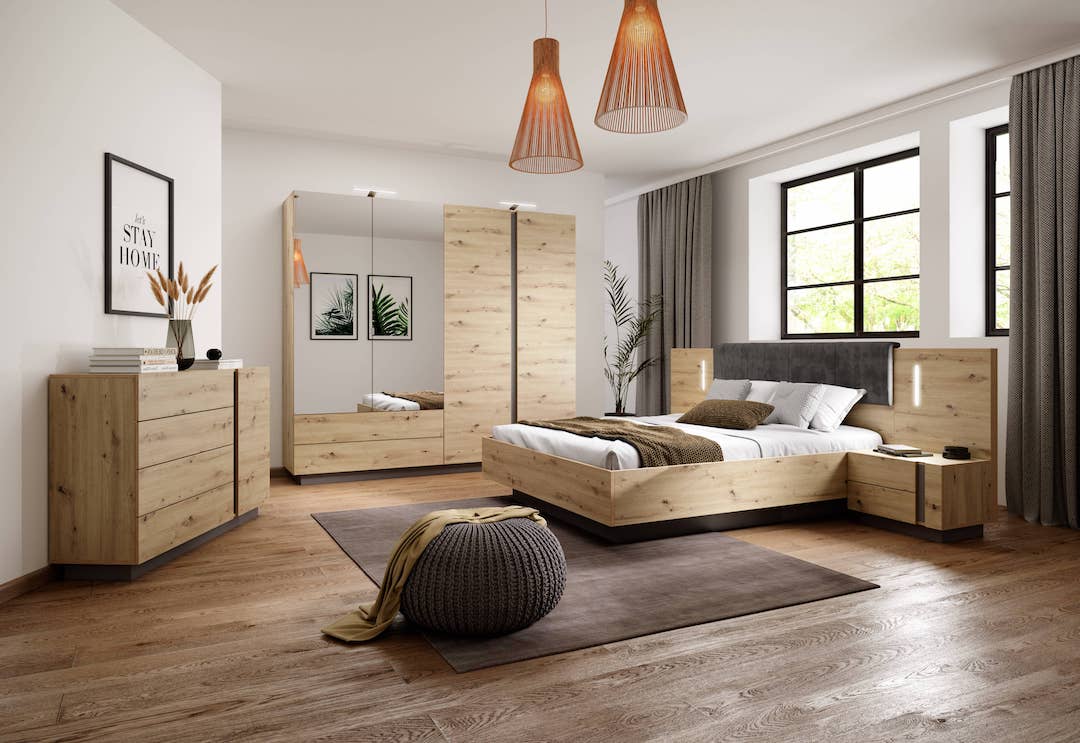 Arco Hinged Door Wardrobe 220cm - close detail of the door finish and handle