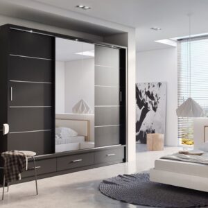 Arti AR-01 Sliding Door Wardrobe 250cm - shown in a bedroom setting, 250cm wide