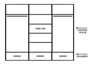 Arti AR-01 Sliding Door Wardrobe 250cm - interior layout with the doors open