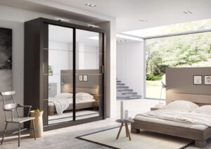 Arti AR-03 Sliding Door Wardrobe 181cm - shown in a bedroom setting, 181cm wide
