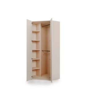 Charlie CH-01 Corner Wardrobe 100cm in Cashmere - front view with the doors closed